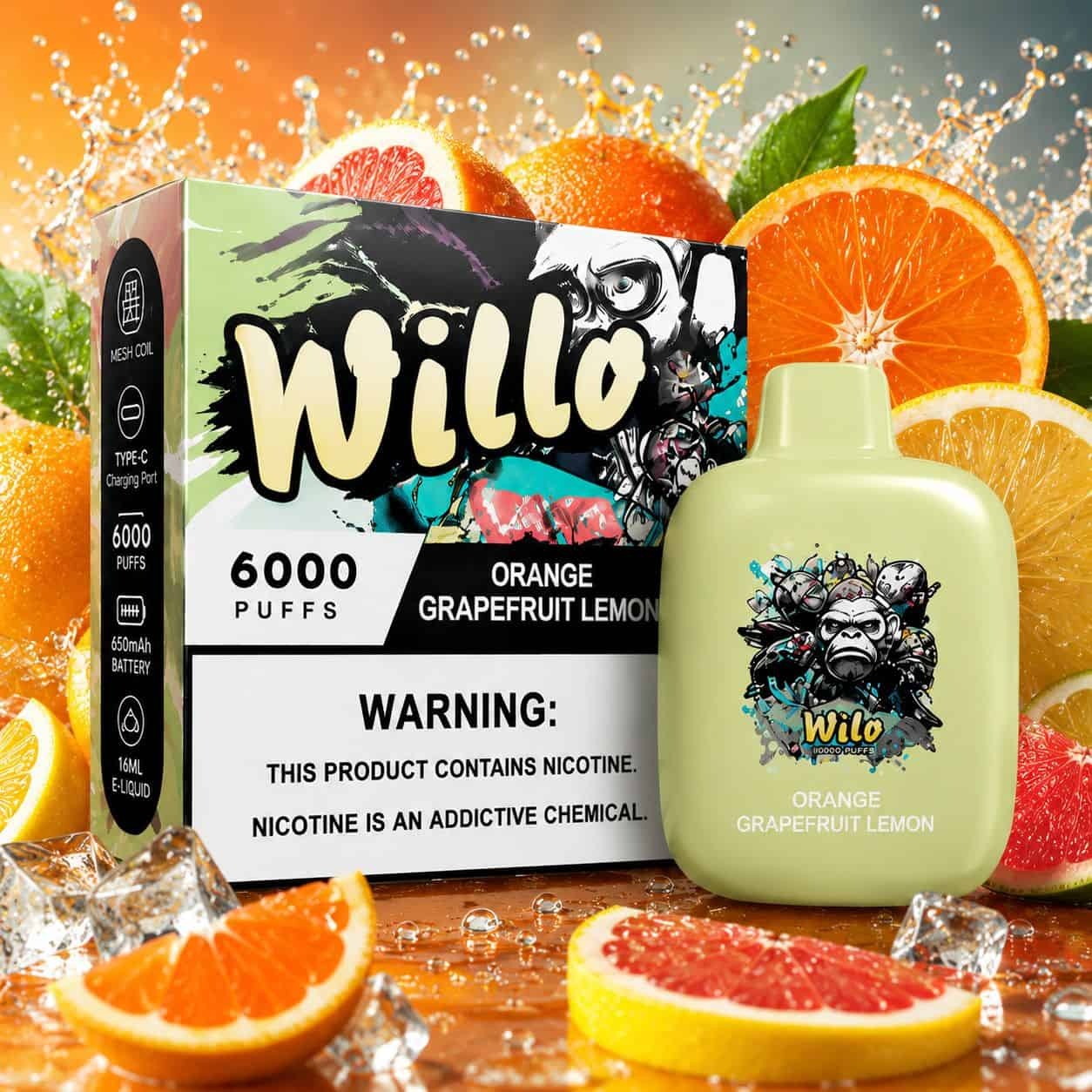 WILO – ORANGE GRAPEFRUIT LEMON 6,000 PUFFS